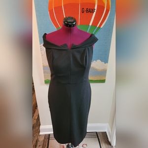 Women's ECI NEW YORK Black Sleeveless Knee Length Dress Zip Closure Back Slit 14